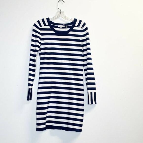 Minnie Rose White & Blue Striped Sweater Dress - Size Small - Picture 3 of 13